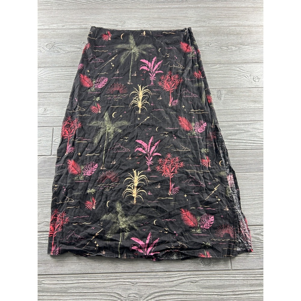 Marine Layer Skirt hemp midi beach wizard print womens Black (size 6) vacation